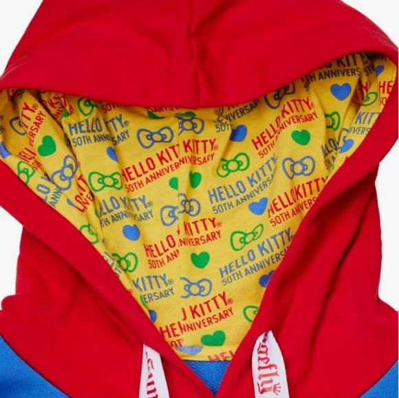 Loungefly Official Hello Kitty 50th Anniversary Color Block Unisex Hoodie‎